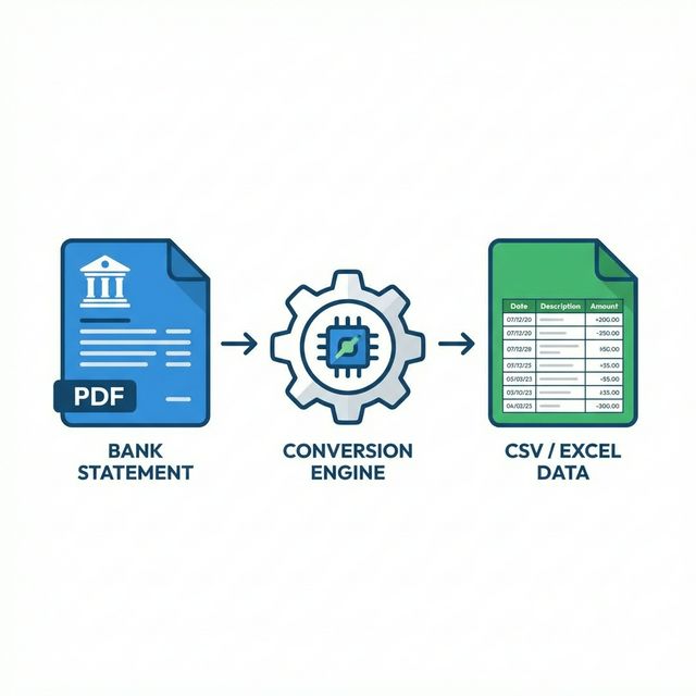 Bank Statement Converter Workflow: PDF to Processing to CSV